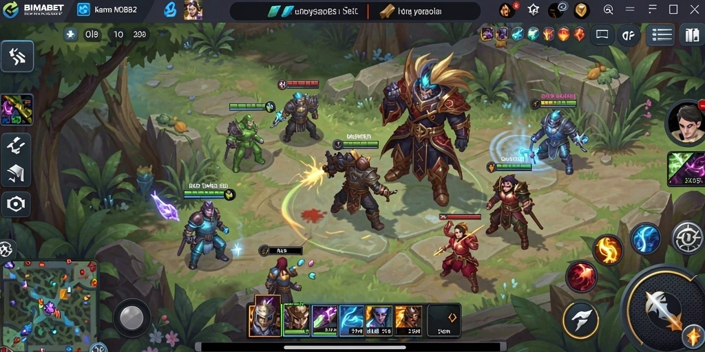 Tampak screenshot pertarungan epik dalam game MOBA BIMABET.