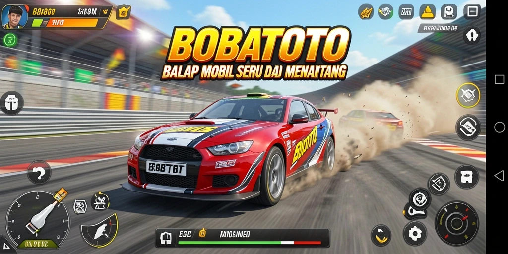 Tampilan gameplay balap mobil seru di BOBATOTO.
