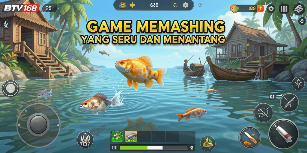 Tampilan gameplay BTV168 yang menarik saat menangkap ikan.