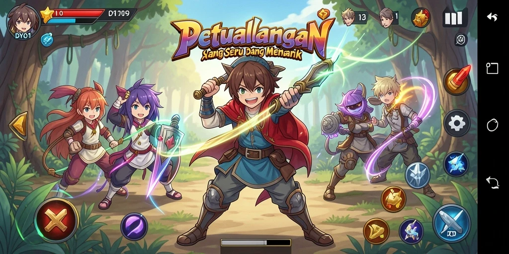 Screenshot gameplay DYO1 menampilkan aksi seru dari karakter Anime.