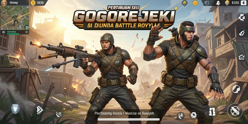 Screenshot gameplay GOGOREJEKI dengan aksi Battle Royale yang intens.