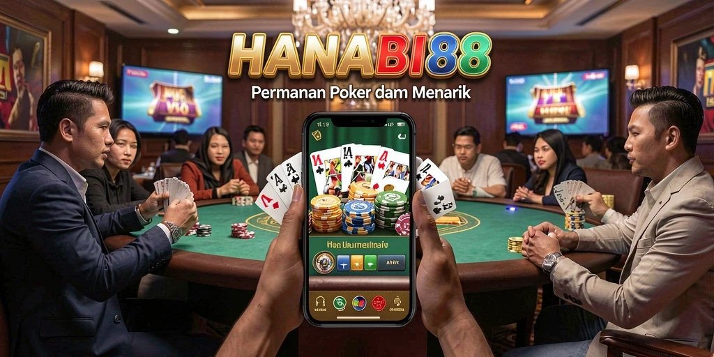 Tampilan permainan poker yang mendebarkan di HANABI88.