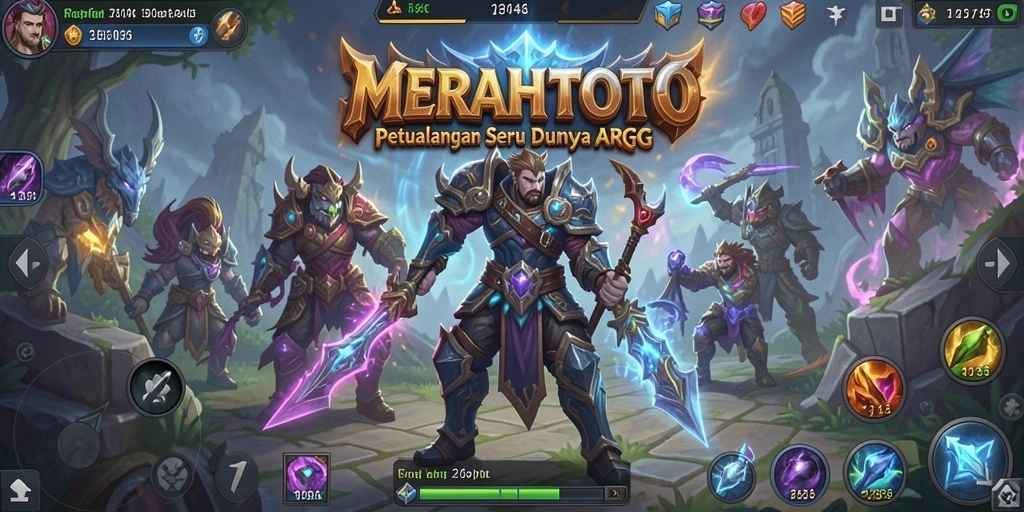 Tangkapan layar gameplay MERAHTOTO menunjukkan pertarungan epik di dunia fantasi.