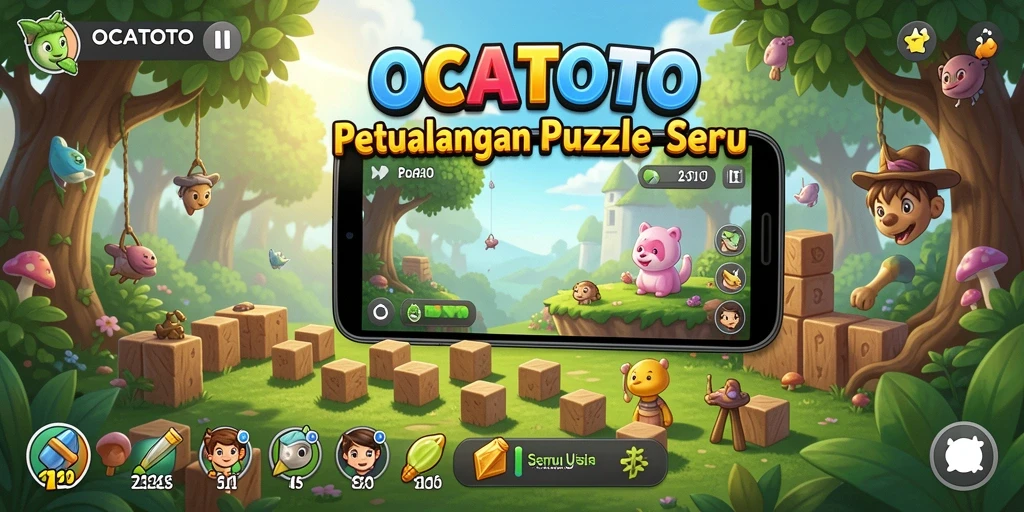 Tampilan gameplay OCATOTO yang penuh warna dan menantang.