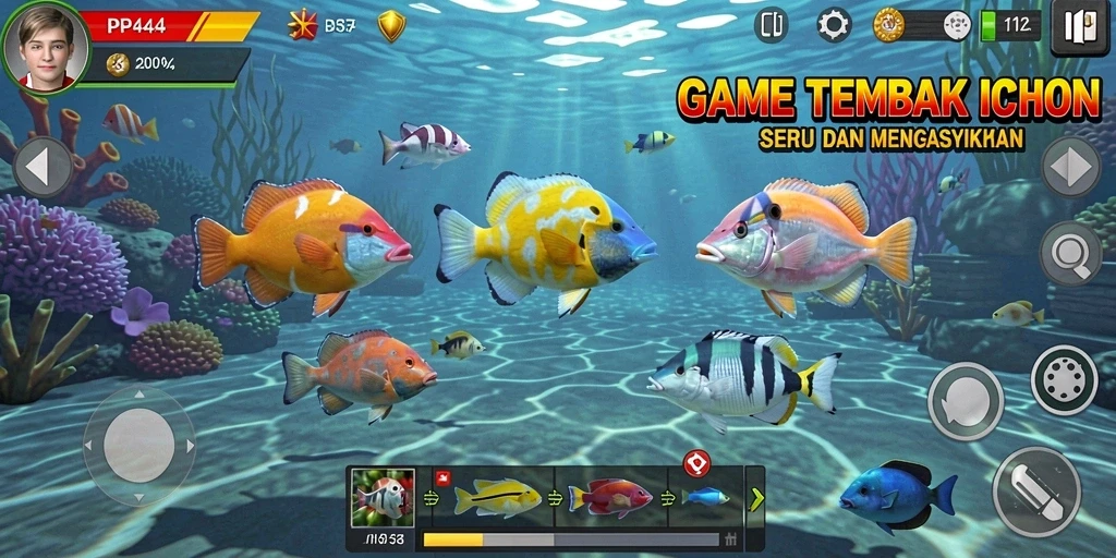 Menampilkan gameplay seru dalam menembak ikan.