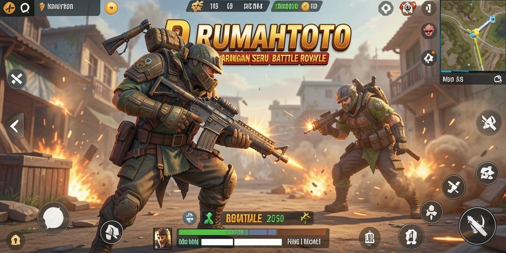 Tampilan gameplay RUMAHTOTO yang seru dan menegangkan di battlefield.