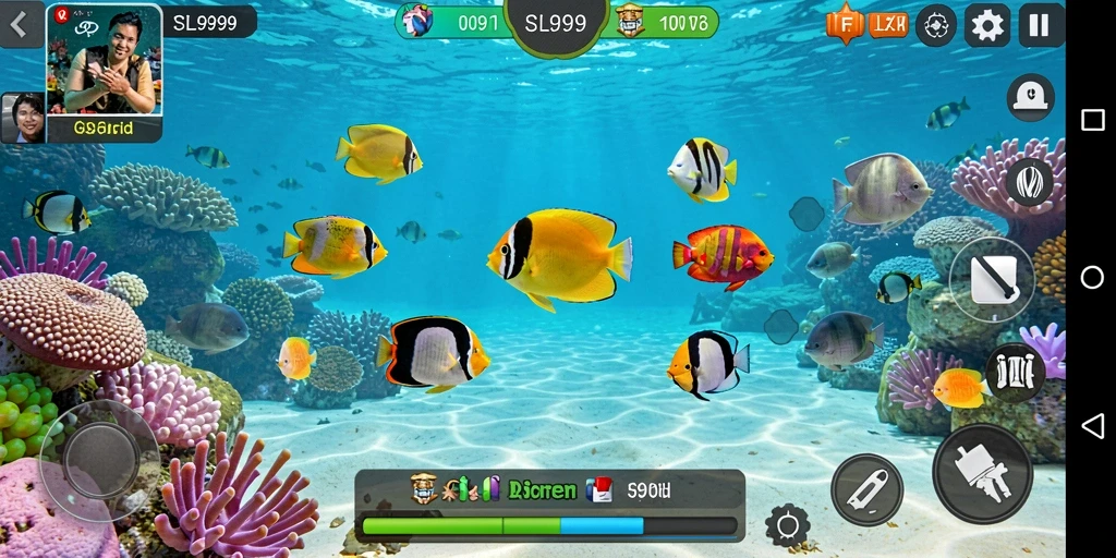 Screenshot gameplay SL999 menampilkan aksi seru menembak ikan.