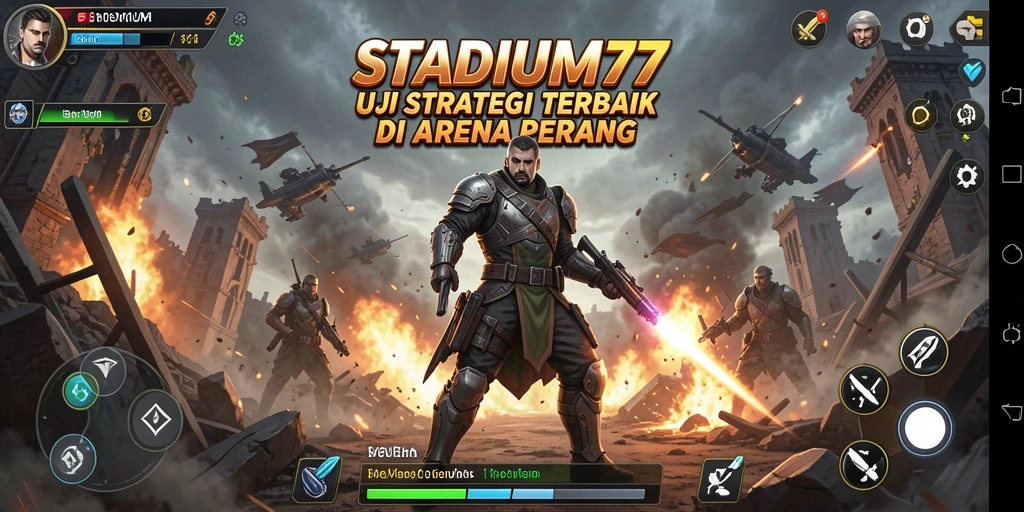 Screenshot gameplay STADIUM77 yang menampilkan pertempuran strategi epik.