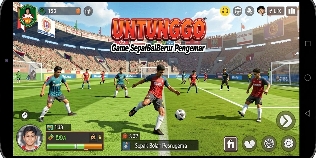Gameplay sepak bola yang seru dan realistis di UNTUNGGO.